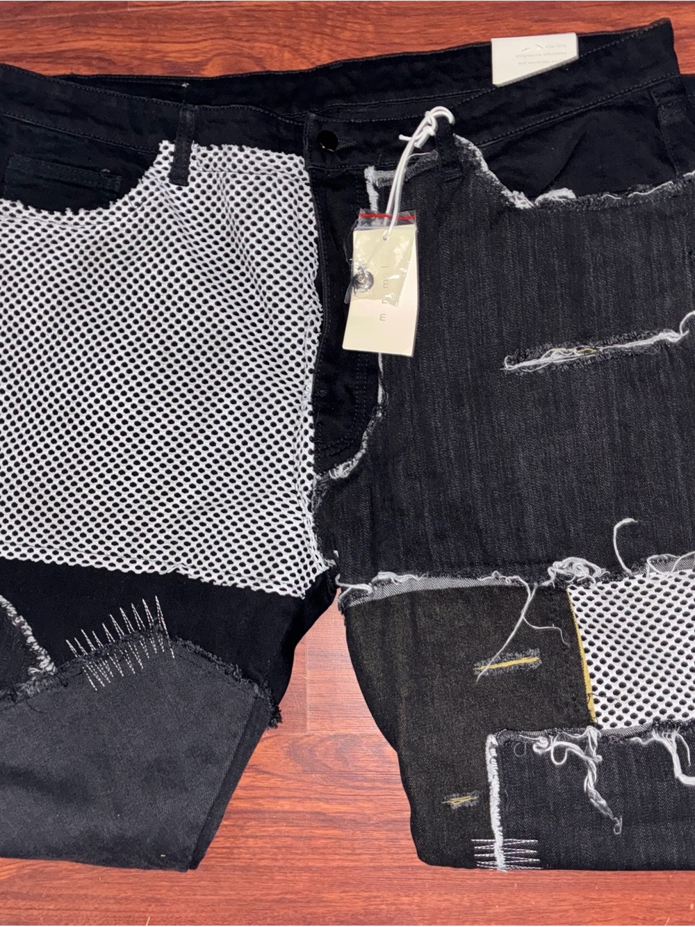 Men's Black Patchwork Distressed Jeans